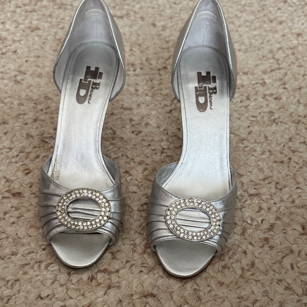 Dazzling Silver Peep-Toe Heels by